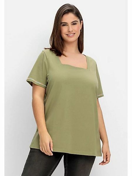 Sheego T-Shirt Große Größen mit Karreeausschnitt günstig online kaufen