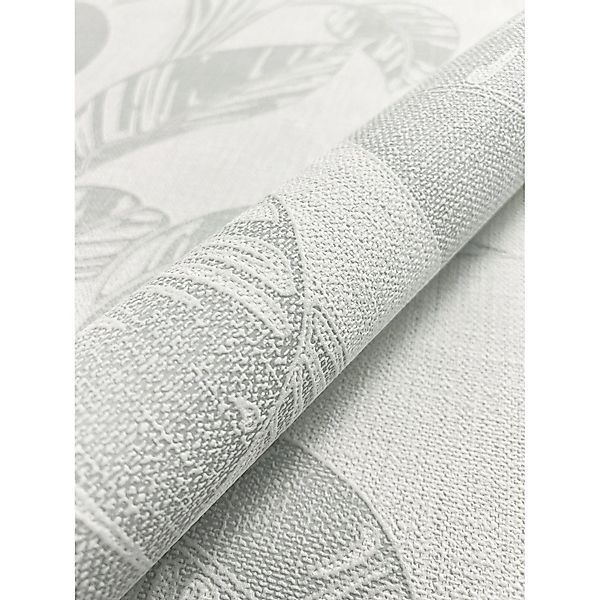 Newroom Vliestapete Bivona Hellgrau Blätter Natur Strukturiert FSC® günstig online kaufen