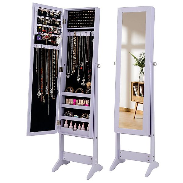 COSTWAY Schmuckregal, mit Ganzkörperspiegel, Schmuckschrank neigbar günstig online kaufen