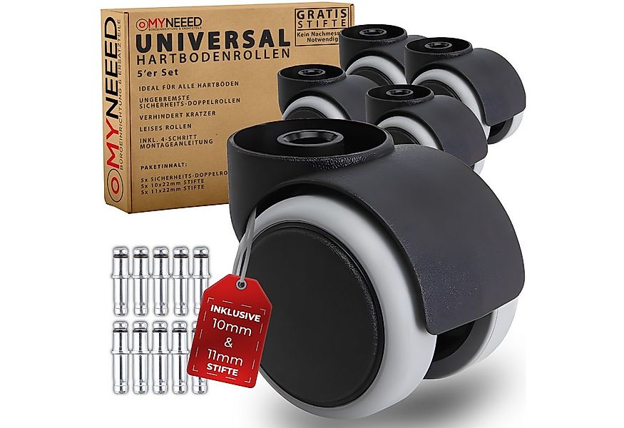 MYNEEED Bürostuhl Universal Bürostuhl Rollen ohne Stifte, mit 10mm & 11mm S günstig online kaufen