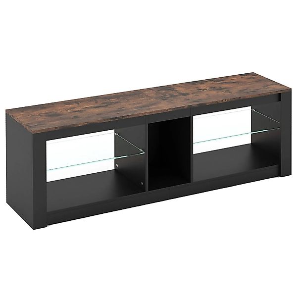 Costway TV-Schrank mit LED-Beleuchtung mit 2 Glastablagen günstig online kaufen