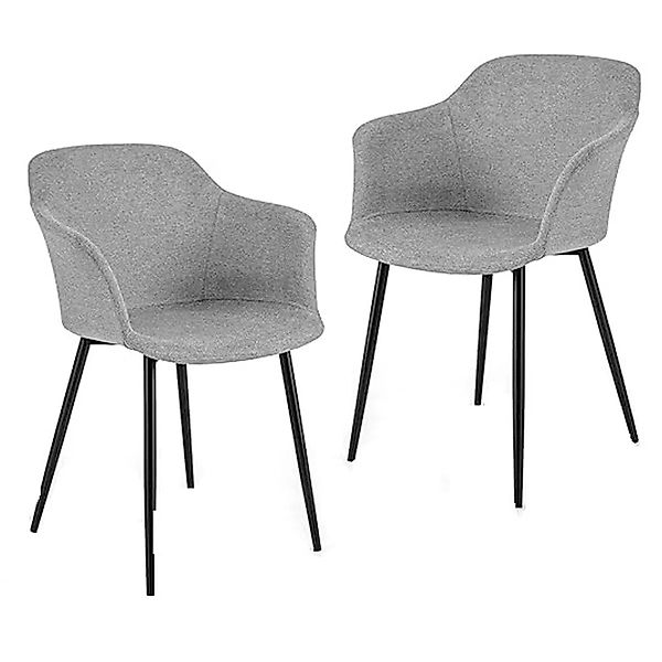 Costway Küchenstühle 2er Set mit Breiter Armlehne Küche Hellgrau günstig online kaufen