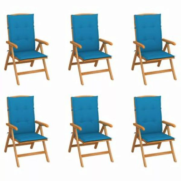 vidaXL Verstellbare Gartenstühle mit Auflagen 6 Stk. Massivholz Teak Garten günstig online kaufen