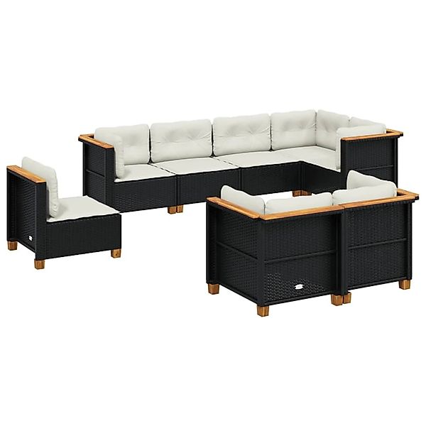 vidaXL 8-tlg Garten-Sofagarnitur mit Kissen Schwarz Poly Rattan Modell 243 günstig online kaufen