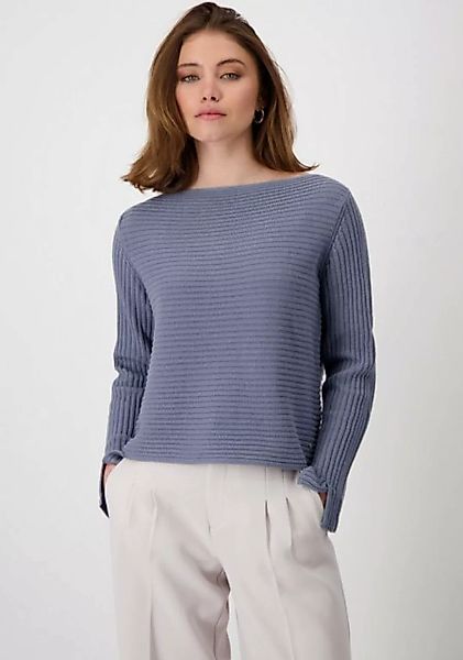 Monari Strickpullover Pullover monari Rippe mit U-Boot-Ausschnitt günstig online kaufen