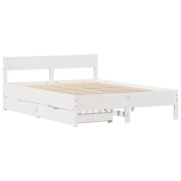 vidaXL Bett Massivholzbett ohne Matratze Weiß 120x200 cm Kiefernholz günstig online kaufen