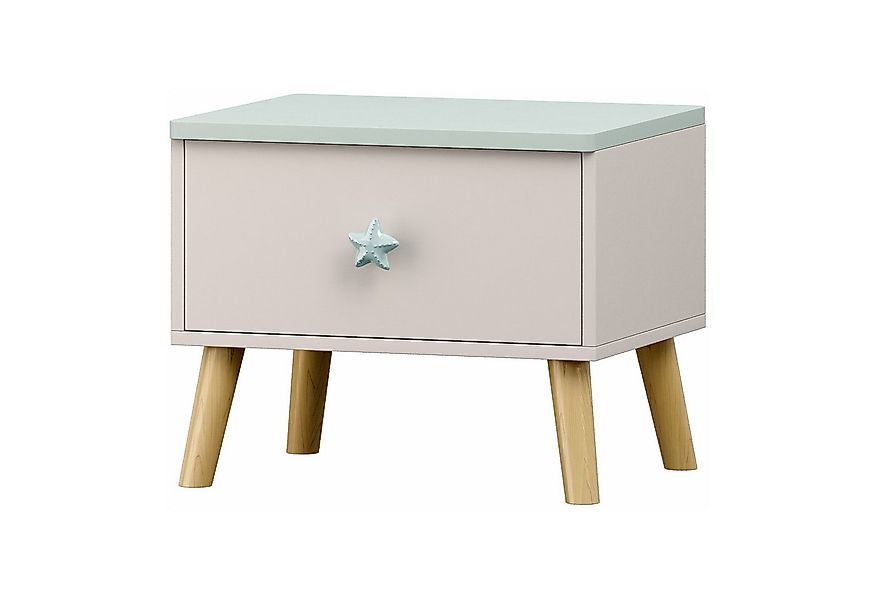 en.casa Nachttisch, »Sandnes« mit 1 Schublade 31 x 38 x 30 cm Holzbeine Wei günstig online kaufen