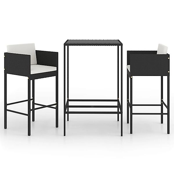 vidaXL 3-tlg Gartenbar-Set mit Kissen Poly Rattan Schwarz Modell 11 günstig online kaufen