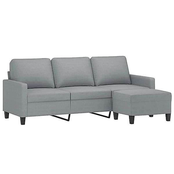 vidaXL 3-Sitzer-Sofa mit Hocker Hellgrau 180 cm Stoff 3201037 günstig online kaufen