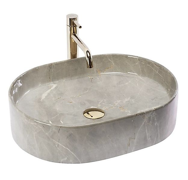 wohnwerk.idee Aufsatzwaschbecken Marmoroptik Waschtisch Waschbecken Beige N günstig online kaufen