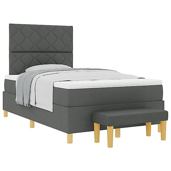 vidaXL Bett Boxspringbett mit Matratze und Bank Dunkelgrau 120x200 cm Stoff günstig online kaufen