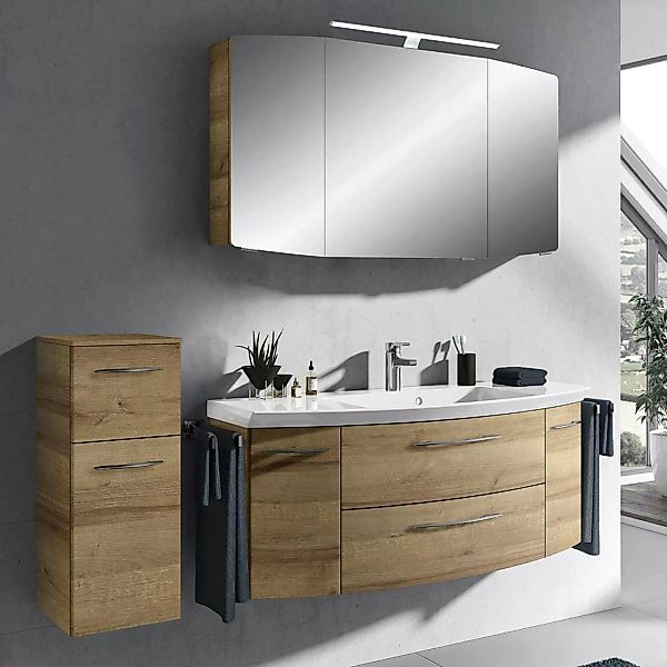 Badmöbel Set mit LED-Spiegelschrank und 121cm Waschtisch CERVIA-66 in Hochg günstig online kaufen