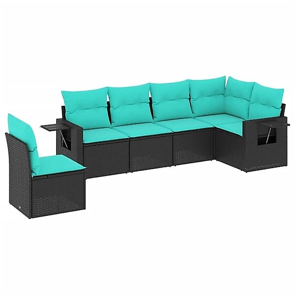 vidaXL 6-Tlg Gartensofa-Set mit Kissen Schwarz Polyrattan 3220226 günstig online kaufen