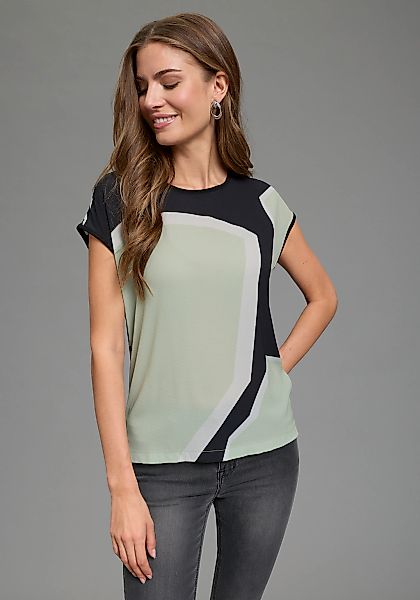 Laura Scott Shirtbluse Materialmix, hinten gestreifter Jersey vorne gemuste günstig online kaufen