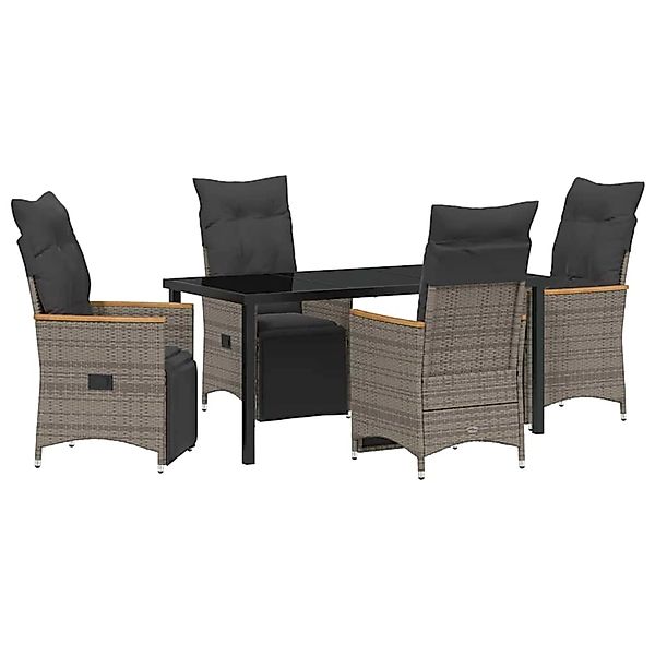 vidaXL Garten Essgruppe mit Kissen 5-Tlg Grau Poly Rattan 3379628 günstig online kaufen