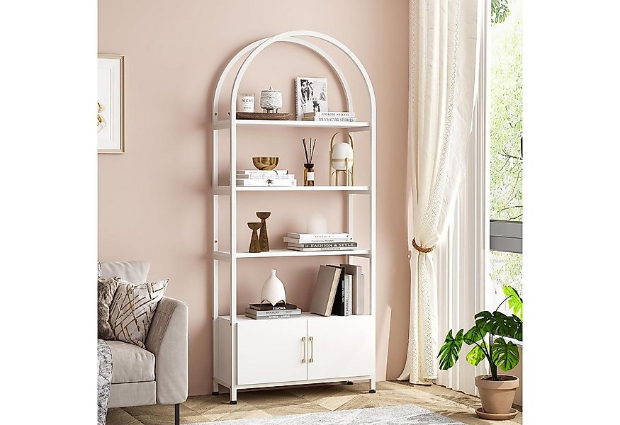 GarveeMore Bücherregal Gewölbtes mit 2 Türen,stabilem Metallrahmen,181cm, 4 günstig online kaufen