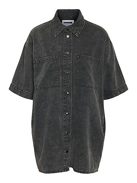 Noisy may Blusenshirt Moderner Denim Oversized-Schnitt mit aufgesetzten Tas günstig online kaufen