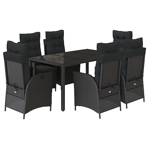 vidaXL 7-Tlg Garten-Essgruppe mit Kissen Schwarz Poly Rattan 3213323 günstig online kaufen
