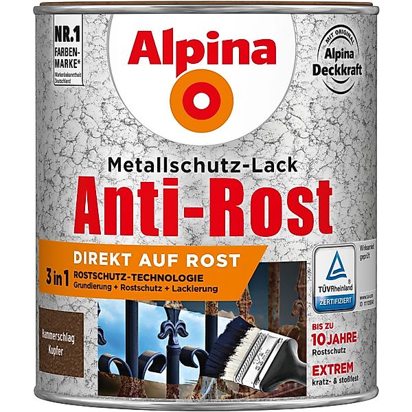 Alpina Metallschutz-Lack Anti-Rost Kupfer Hammerschlag 750 ml günstig online kaufen