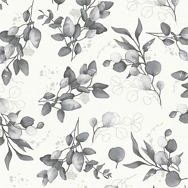 PROFHOME 397686-GU Landhaus Tapete Floral Weiß Grau Silber 0,53 m x 10,05 m günstig online kaufen