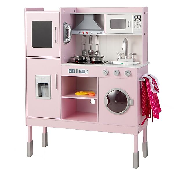 COSTWAY Spielküche Kinderküche Holz, 3-fach höhenverstellbar, günstig online kaufen