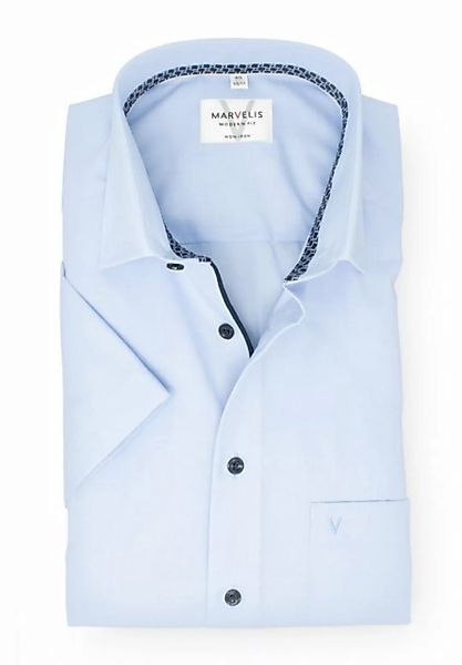 MARVELIS Kurzarmhemd Kurzarmhemd - Modern Fit - Einfarbig - Rauchblau günstig online kaufen