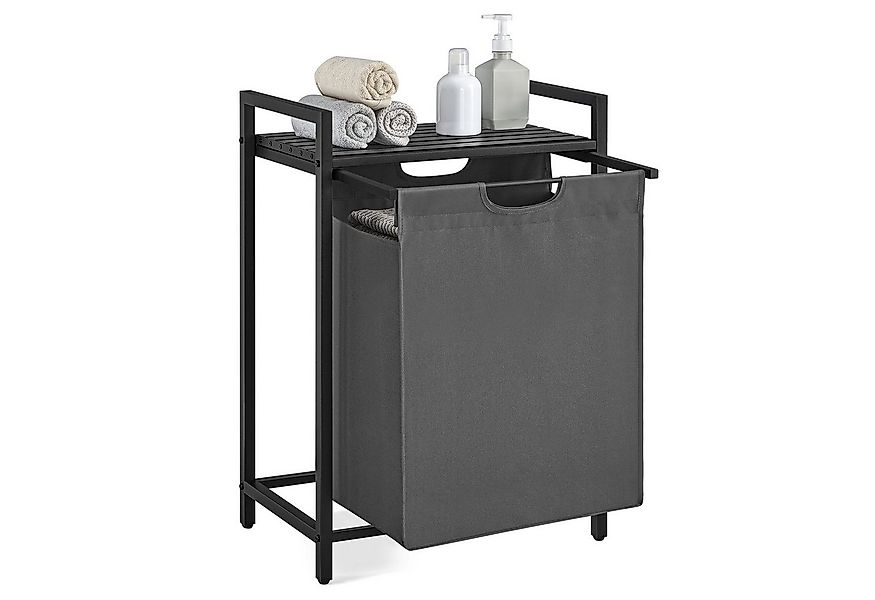 VASAGLE Wäschekorb, mit Ablage, Wäschesack abnehmbar, Metallrahmen, 65 L günstig online kaufen