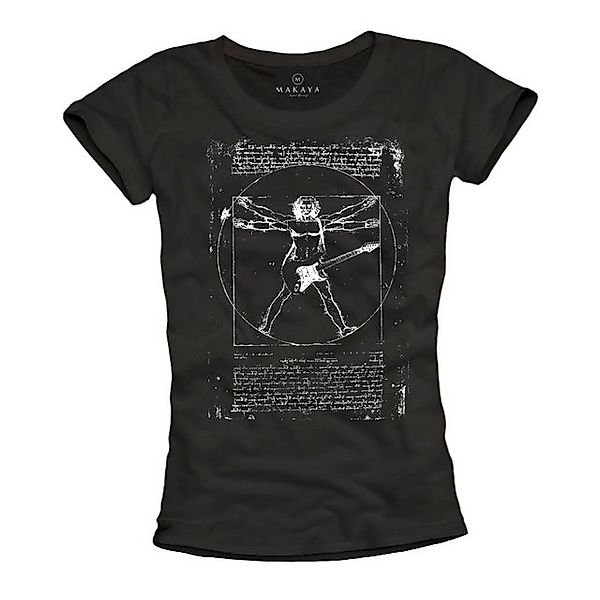 MAKAYA T-Shirt Sommer Top Vintage Musik Print Gitarre Aufdruck Coole Frauen günstig online kaufen