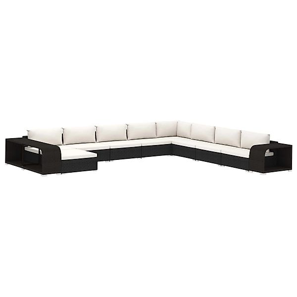 vidaXL 11-Tlg Garten-Lounge-Set mit Auflagen Poly Rattan Schwarz 46827 günstig online kaufen