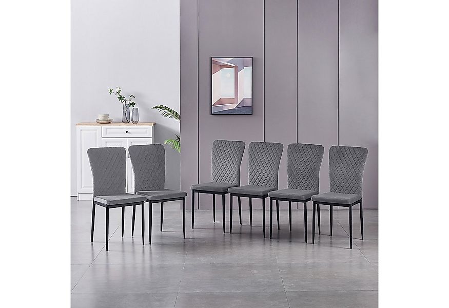 JYMTOM Esszimmerstuhl Samt/Kunstleder, hoher Lehne, Metallgestell, 4/6er-Se günstig online kaufen