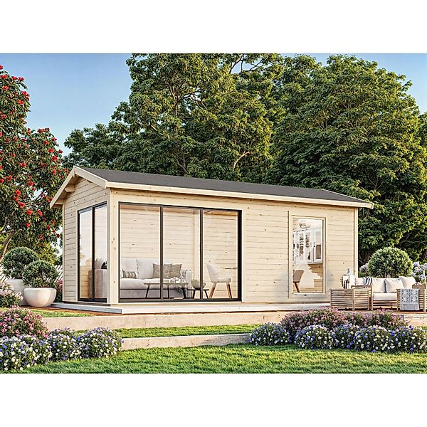 Palmako Gartenhaus Amanda Slide Plus 595 x 300 cm Hellgrau-Anthrazit FSC® günstig online kaufen