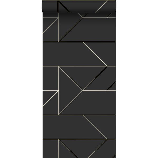 Origin Luxury Wallcoverings Tapete Grafische Linien Schwarz Und Gold 53 Cm günstig online kaufen