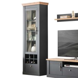 Anbauwand Landhaus Stil in Anthrazit Wildeichefarben (vierteilig) günstig online kaufen