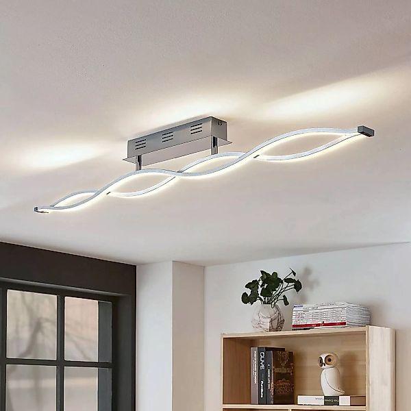 Lucande LED-Deckenlampe Roan, 115 cm, chrom, Edelstahl günstig online kaufen