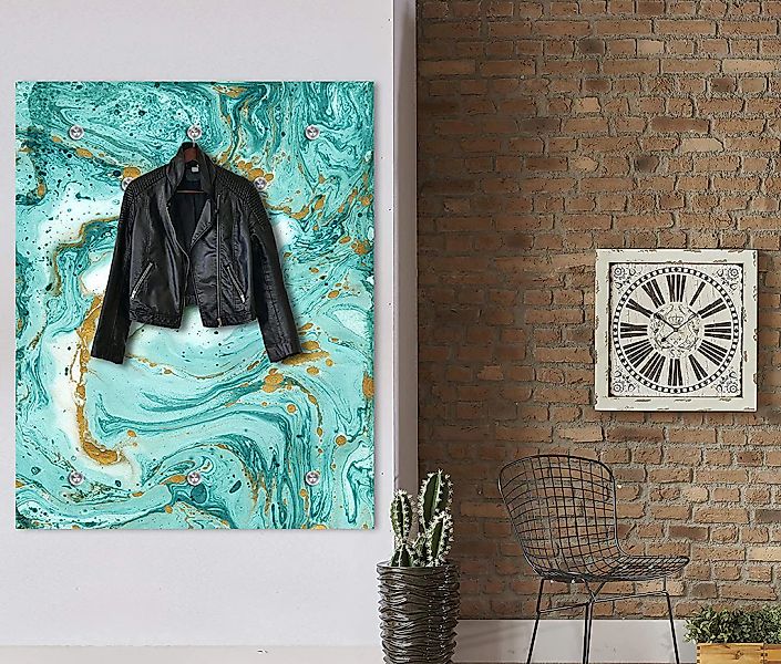 queence Garderobenleiste "Hardy" Wand Garderobe, Marmor Optik, Gold, Glitze günstig online kaufen