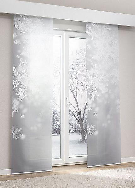 LYSEL® Schiebegardine Schneegestöber (1 St), halbtransparent, HxB 245x60cm günstig online kaufen