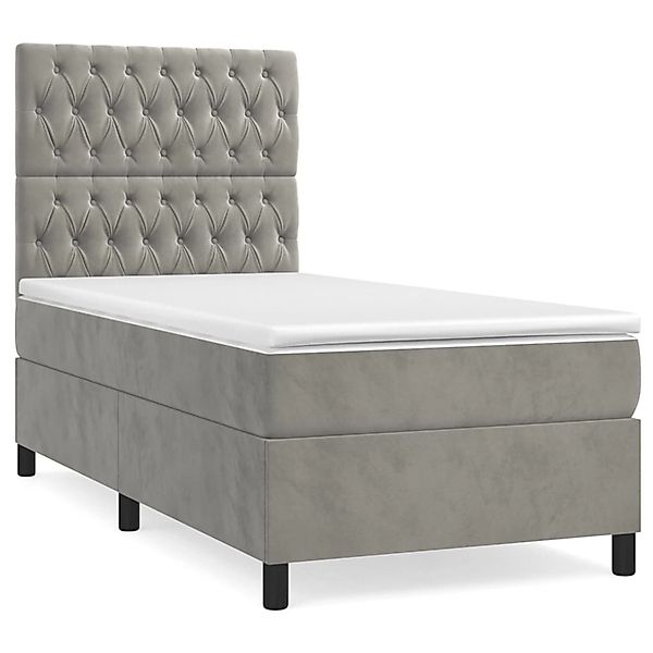 vidaXL Boxspringbett mit Matratze Hellgrau 100x200 cm Samt1400357 günstig online kaufen