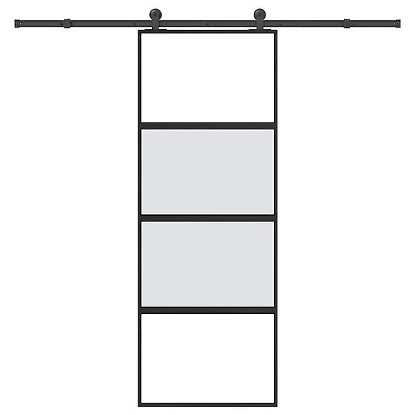 vidaXL Schiebetür mit Beschlag 76x205 cm Hartglas & Aluminium 3332998 günstig online kaufen