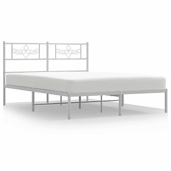 vidaXL Bettgestell Bettrahmen mit Kopfteil Metall Weiß 120x200 cm Bett Bett günstig online kaufen