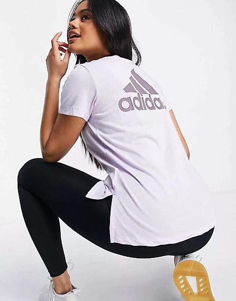 adidas – Training – T-Shirt in Lila-Schwarz günstig online kaufen