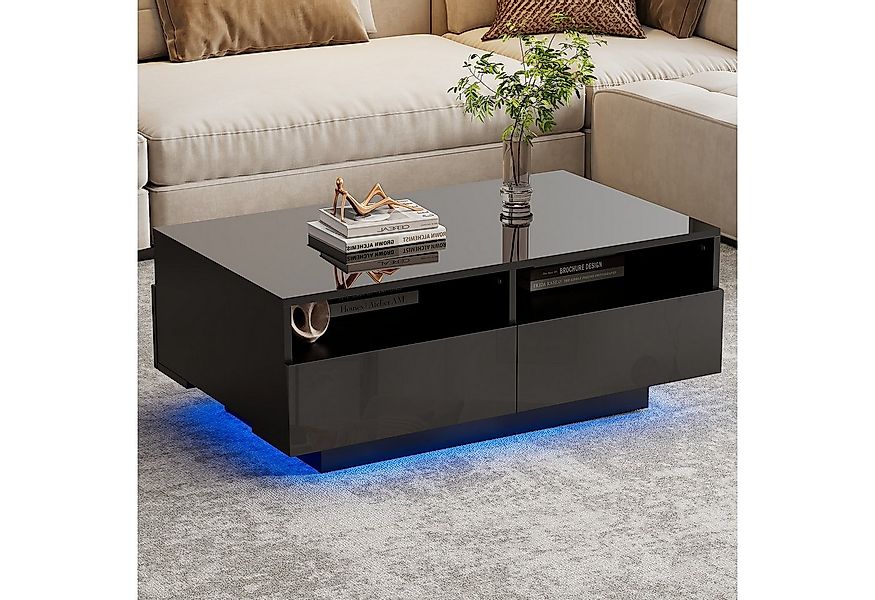 OKWISH Couchtisch Sofatisch (1-St), mit 4 Schubladen,16 Farben LED Lichter, günstig online kaufen