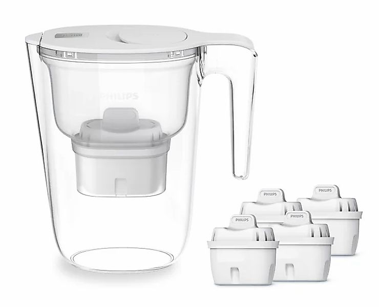 Philips Wasserfilter »Philips Wasserfilter-Kanne 2,6L weiß inkl. 4 Filterka günstig online kaufen