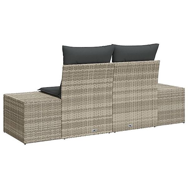 vidaXL Loungesofa 2-Sitzer Garten Sofa mit Stauraum & Kissen Graues Poly-Ra günstig online kaufen