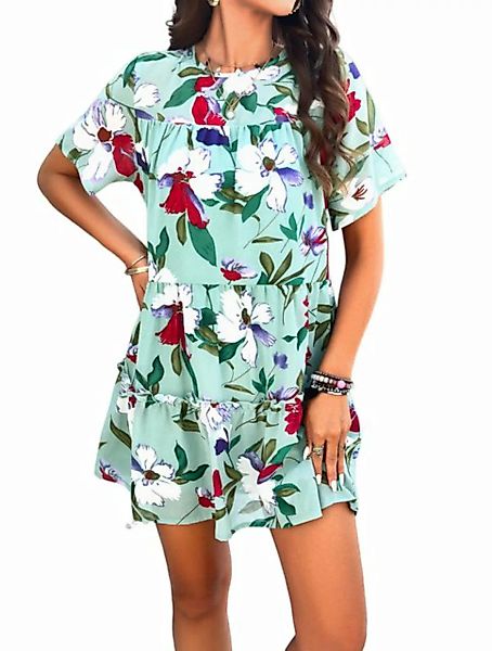 Lovolotti Sommerkleid Kleid Damen LO-KLDE-L06 Kleider Blumenkleid Dress Blu günstig online kaufen