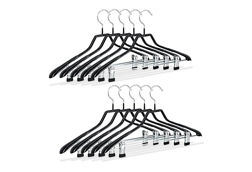 relaxdays Kleiderbügel 10er Set Klammerbügel schwarz rutschfest günstig online kaufen