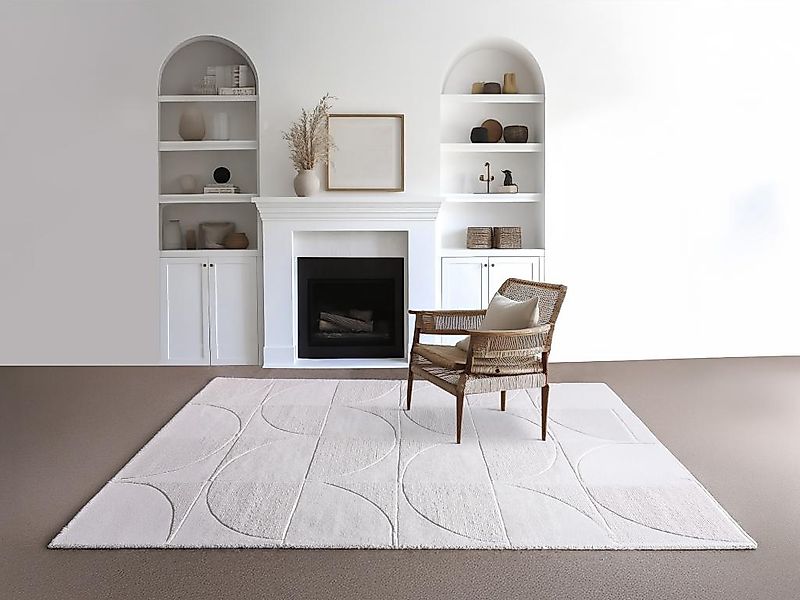 Relief-Teppich mit geometrischem Muster - 100 % Wolle - handgetuftet - 200 günstig online kaufen