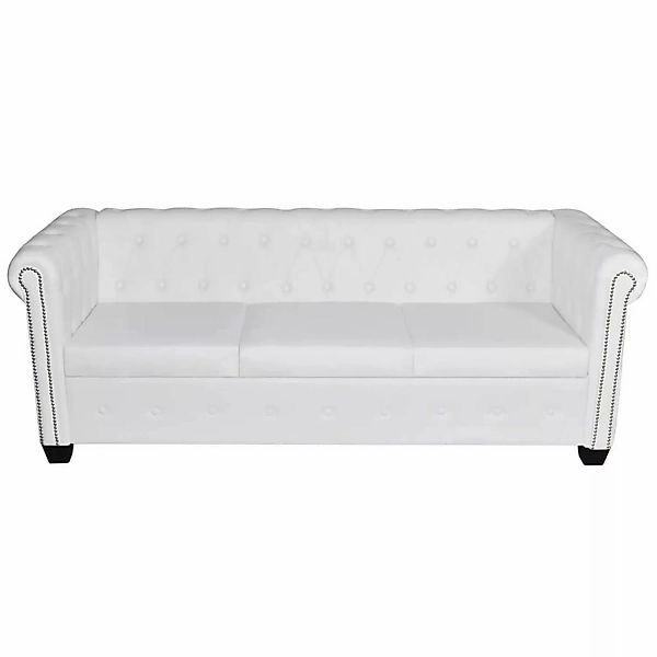 Chesterfield Sofa 3-sitzer Kunstleder Weiß günstig online kaufen