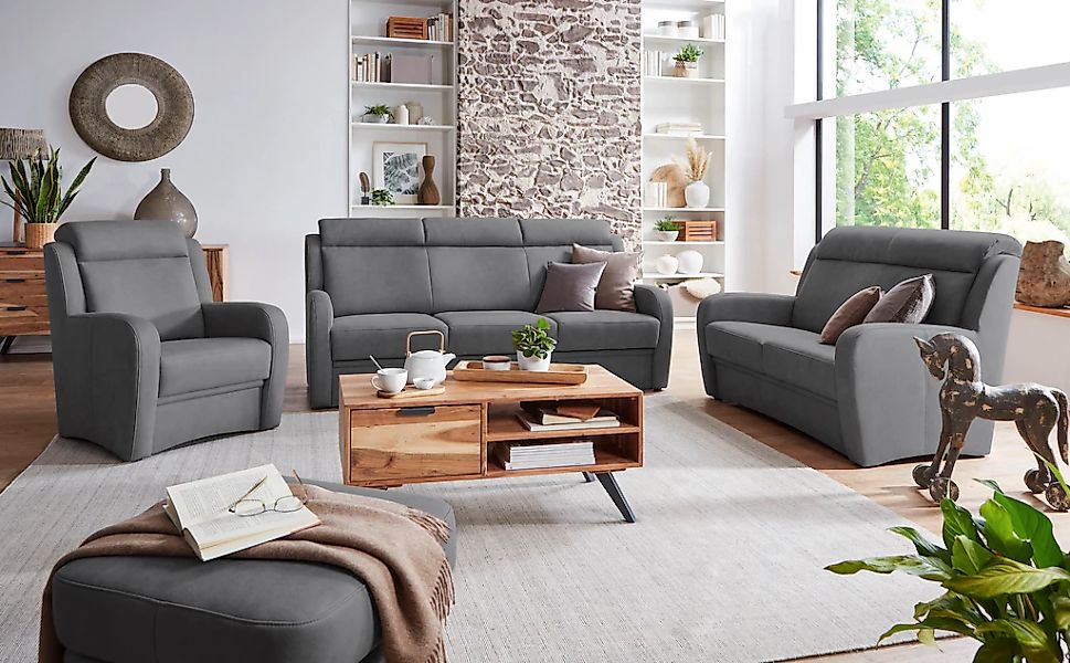 VILLA BECK Polstergarnitur "Varese", (3 tlg.), Kopfteilverstellung, Set aus günstig online kaufen