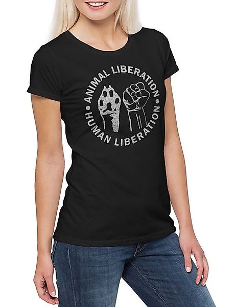 Urban Backwoods Print-Shirt Animal Liberation Damen T-Shirt Vegan Vegetarie günstig online kaufen