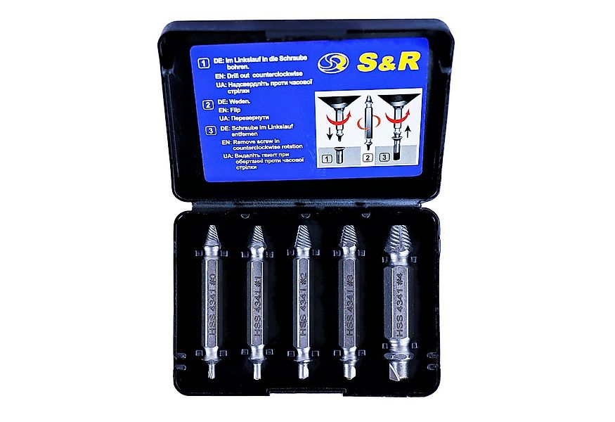 S&R Bit-Schraubendreher Schraubenausdreher-Set, Linksausdreher, doppelseiti günstig online kaufen